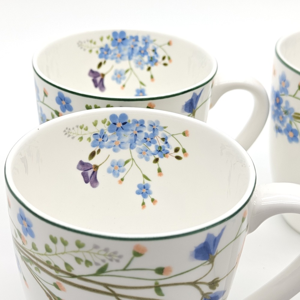 Mikasa Quinn Bone China 12 Oz. Coffee Mugs Floral Set of Four New - Picture 4 of 11